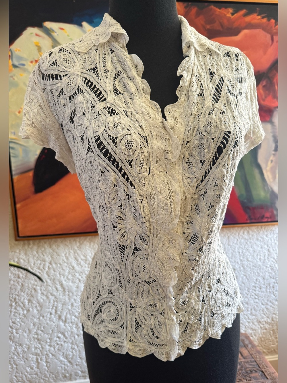 Gorgeous Vintage Hand Made Battenburg Lace Blouse circa 1930’s 1940’s